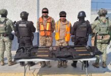 Capturan a dos presuntos delincuentes, aseguran armas y equipo táctico