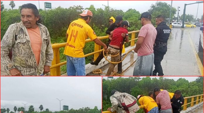 Rescate en río San Marcos: Guardia Estatal salva a hombre arrastrado por la corriente