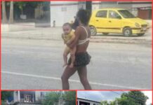 Hombre con posible trastorno mental camina con bebé en brazos sobre el 27 en Ciudad Victoria