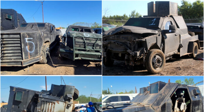 FGR desmantela 23 vehículos blindados del crimen en Reynosa