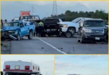 Cinco heridos, entre ellos tres niños, en aparatoso choque en carretera Victoria-Monterrey