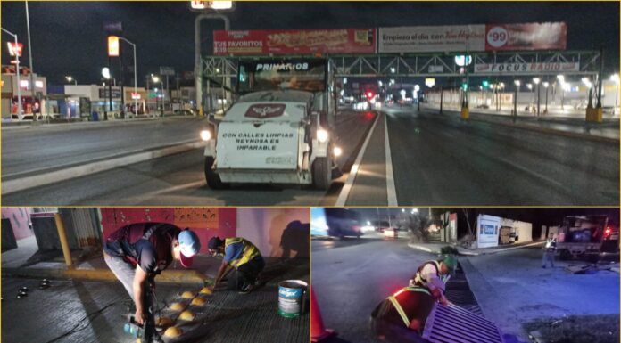 Reynosa impulsa mantenimiento urbano con cuadrillas nocturnas