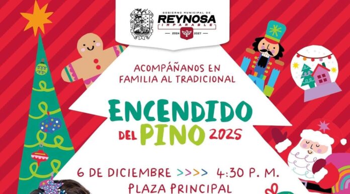 Invita Alcalde Carlos Peña Ortiz al tradicional Encendido del Pino 2025, Reynosa