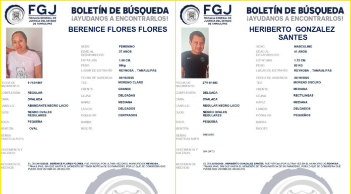 Sin rastro de familia desaparecida en Reynosa; exigen activar protocolos de búsqueda