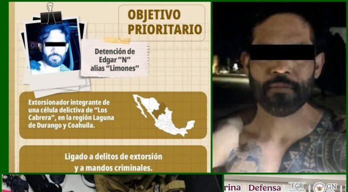 Cae “El Limones”, operador de Los Cabrera acusado de aterrorizar a comerciantes en La Laguna