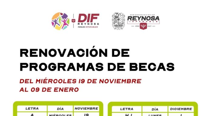 Llama DIF-Reynosa a realizar renovación de becas