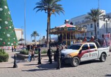 Vigila Guardia Estatal de Proximidad Municipal área peatonal en Reynosa