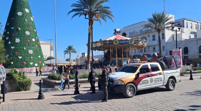 Vigila Guardia Estatal de Proximidad Municipal área peatonal en Reynosa