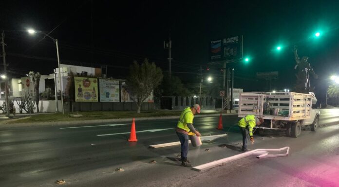 Rehabilitó Gobierno de Reynosa señalización de avenida Rodolfo Garza mediante jornada nocturna