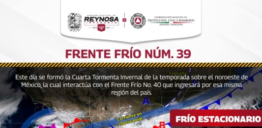 Frente Frío Número 40 podría traer lluvias a Reynosa