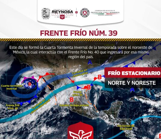 Frente Frío Número 40 podría traer lluvias a Reynosa