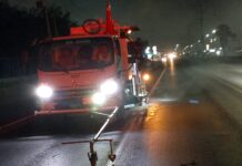 Con jornada nocturna el Gobierno de Reynosa da mantenimiento a señalización vial