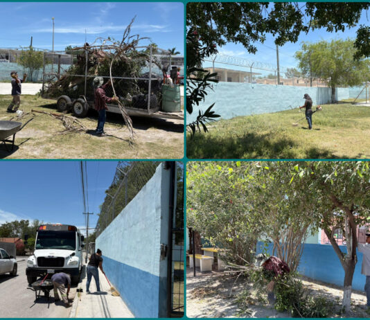 Refuerzan limpieza en primaria de Reynosa