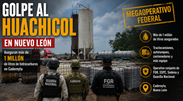 Desarticulan red de tráfico de hidrocarburos en Nuevo León; aseguran más de un millón de litros en Cadereyta