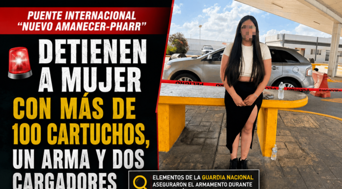 DETIENEN A MUJER ARMADA EN PUENTE INTERNACIONAL DE REYNOSA