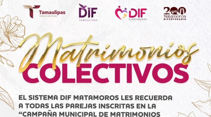 Matrimonios Colectivos convocan a plática obligatoria en Matamoros