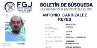 Colectivo acusa retrasos en la búsqueda de adulto mayor desaparecido en Reynosa