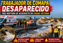 Desaparece trabajador de Comapa tras ruptura de acueducto; miles de usuarios se quedan sin agua en Ciudad Victoria