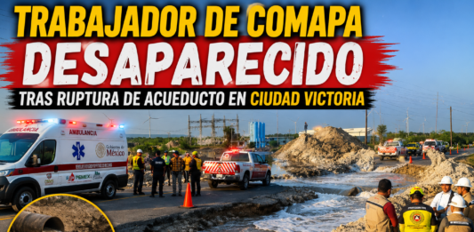 Desaparece trabajador de Comapa tras ruptura de acueducto; miles de usuarios se quedan sin agua en Ciudad Victoria