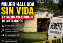 Hallan sin vida a mujer en salón de actos abandonado de Matamoros