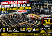 Megaoperativo en Veracruz: decomisan arsenal de guerra, granadas y casi media tonelada de marihuana en Tierra Blanca
