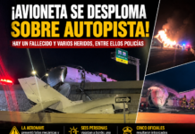 Avioneta se desploma en autopista de Laredo; deja un muerto, varios heridos y moviliza a corporaciones de emergencia