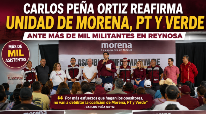 Carlos Peña Ortiz llama a fortalecer la unidad de Morena, PT y Verde y advierte que no permitirá la infiltración de la delincuencia