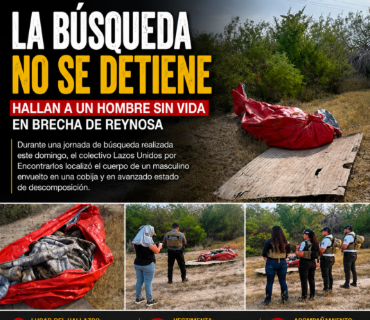 Hallazgo durante jornada de búsqueda en Reynosa; colectivo localiza cuerpo de un hombre
