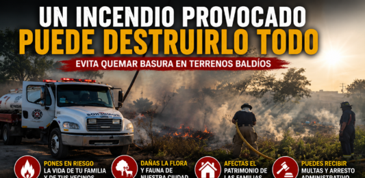 Protección Civil de Reynosa llama a evitar la quema de basura para prevenir incendios