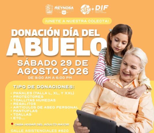 Convoca DIF-Reynosa a participar en colecta del Día del Abuelo
