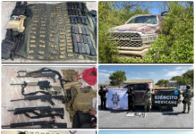 Fuerzas federales aseguran armas, cartuchos y vehículos en tres municipios de Tamaulipas