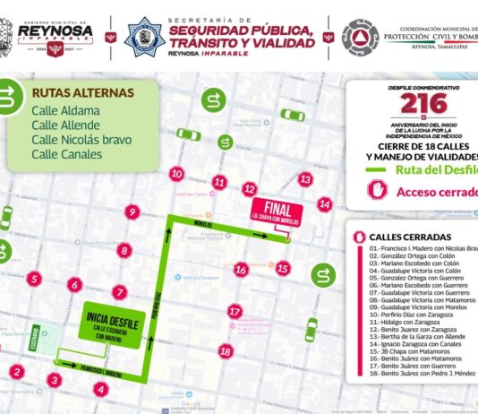 Aviso de cierre de vialidades por Desfile del 16 de Septiembre