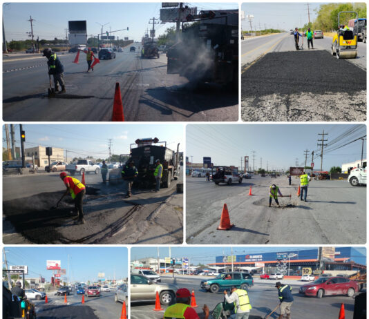 Reynosa avanza con bacheo en vialidades y principales accesos a la ciudad
