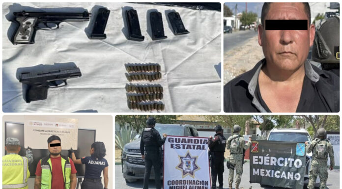 Dos detenidos y una persona liberada en operativos de seguridad en Tamaulipas