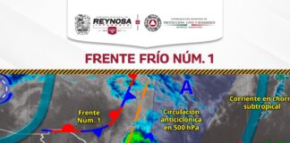 Provocará Frente Frío Número 1 probabilidad de lluvia en Reynosa