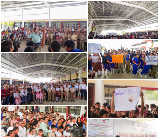 Carlos Peña Ortiz entrega techumbre a secundaria de Puerta Grande y anuncia próxima apertura de nuevo CBTIS