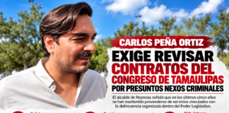 Carlos Peña Ortiz exige revisar contratos del Congreso de Tamaulipas por presuntos nexos criminales