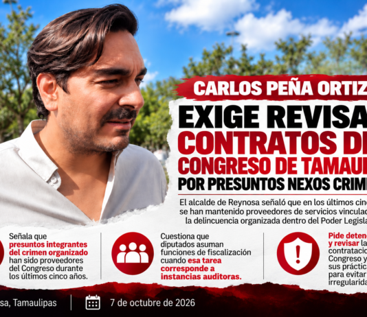 Carlos Peña Ortiz exige revisar contratos del Congreso de Tamaulipas por presuntos nexos criminales