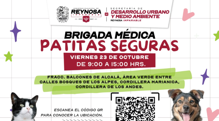 Llevarán servicios veterinarios gratuitos a Los Fresnos con la Brigada Patitas Seguras en Reynosa