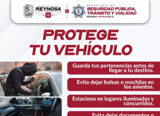 Gobierno de Reynosa llama a prevenir cristalazos y proteger pertenencias dentro de vehículos
